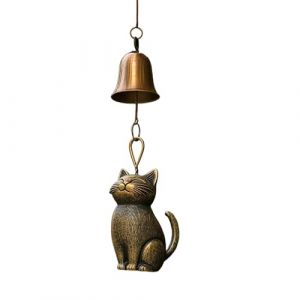 Carillon &Agrave; Chat pour Ext&eacute;rieur | Carillon &Agrave; Vent M&eacute;morial Chat pour Jardin,Cloches D&eacute;coratives pour Balcon Terrasse Et Maison avec Pendule en Statuette Animaux (Gusengo, neuf)