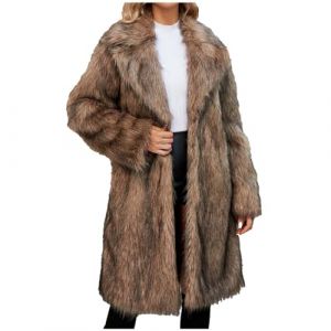 AEGJEGVD 2024 Veste Fausse Fourrure Femme mi Longue Léopard Manteau en Fourrure synthétique Veste d'hiver Chaude Manteau Élégant Couleur Unie Fluffy Manteau en Fausse Fourrure Polaire Coat Jacket (⭐⭐⭐⭐⭐AEGJEGVD⭐⭐⭐⭐⭐, neuf)