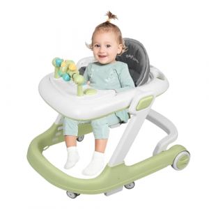 Trotteur Babywalker 3 en 1 Chariot d'&eacute;veil et de marche Trotteur,basculante Transat avec roulettes, musique, Vert clair (Willanmd, neuf)