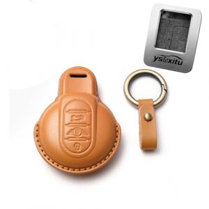 Ysbxitu Coque de cl&eacute; t&eacute;l&eacute;commande &agrave; 3 Boutons avec Porte-cl&eacute;s pour BMW Mini Cooper S Cooper SD Cooper D Cooper One Convertible Clubman Works Countryman F54 F55 F56 F57 F60 - Jaune (Ysbxitu, neuf)