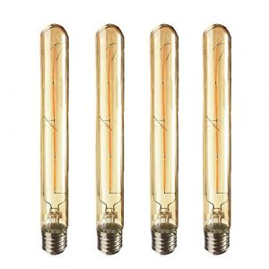 Jiotouhu Ampoule E27 Tubes LED Edison Retro T30 4W 40W, Lampe &agrave; Filament LED, 400lm Blanc Chaud 2700K, long tube en verre fum&eacute; T30, Non Dimmable,Lot de 4 (BTFEU, neuf)