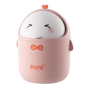 Greyoe Mini Poubelle, Petite Poubelle, Poubelle de Table avec Couvercle, Petite Poubelle de Salle de Bain, pour Salle Bain, Bureau Poubelle de Style Dessin Animé Mignon Portable ((Rose)) (JIASHENGMEI, neuf)