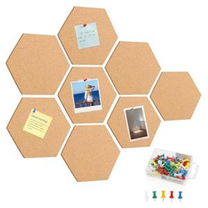 gaoduanluoluo 8 Pièces Tableau Liege, Panneau de Liège Hexagonal,Tableau en Liège Autocollant avec 50 Punaises pour Accrocher des Photos, Notes, Décoration Murale et Bureau (Brun) (xyxmy2023, neuf)