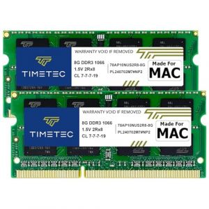 Timetec 16 Go KIT(2x8 Go) Compatible pour Apple DDR3 1067 MHz/1066 MHz PC3-8500 RAM pour Mac Book (mi-2010 13''), Mac Book Pro (mi-2010 13''), iMac (Fin 2009 27 ''), Mac Mini (Mi-2010) RAM Mac (Timetec Europe, neuf)