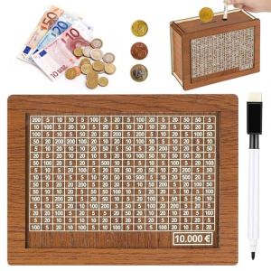 Tirelire avec marqueur boîte d'épargne avec Chiffres Tirelire à Cocher Tirelire avec Compteur Objectif D'épargne et Chiffres à Cocher pour Aider Les Enfants à Commencer à Economiser (10000€) (B-BAOGUAN, neuf)