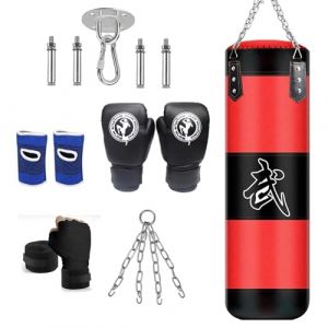 HXIZMY Sac Boxe Adulte Suspendu: Rouge Sac de Frappe de Salle de Sport Lourds Formation de MMA (Non Rempli) (HXIZMY-EU, neuf)