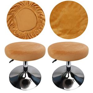 HuaLiSiJi Housse Tabouret Rond Housse Tabouret de Bar, Tissu de Luxe Diamètre 30-40 cm, Extensible Infroissable Lavable et Anti-Poussière (2 PCS Kaki) (HuaLiSiJi, neuf)