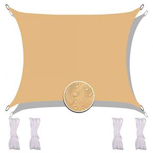 Redfire Voile D'ombrage Toile de Jute 2.5X2.5M, Imprégné Voile Imperméable pour Pergola Extérieure Différentes Tailles avec Corde de Fixation Insipide pour Carport Jaune Sable (Redfire-EU, neuf)