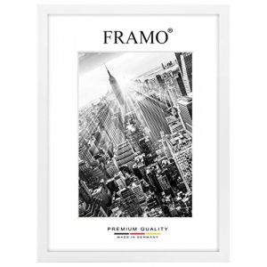 FRAMO Cadre Photo en Bois 60 x 85 cm sur Mesure - Blanc Mat | Couleur/Taille sélectionnable | Verre Acrylique antireflet | Cadre pour Puzzle | Photos | Affiche (Framecenter24_online, neuf)