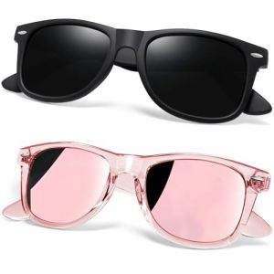 Joopin Lunettes de Soleil Polaris&eacute;es Homme et Femme Lunette Solaire Polarisante Style R&eacute;tro pour Conduire Voyager(Noir+Rose) (Joopin Fashion, neuf)