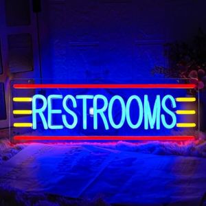 LMSIGNLY Panneau n&eacute;on pour toilettes - Entreprise - Lumi&egrave;re n&eacute;on - Salle de bain LED - Panneau n&eacute;on LED - Pour maison, bar, boutique, h&ocirc;tel, boutique, centre commercial, supermarch&eacute; - D&eacute;coration (ChenSi Trading, neuf)