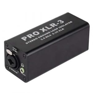 JUJNE PRO XLR-3 - Isolateur professionnel st&eacute;r&eacute;o en boucle de terre - 3,5 - 6,35 XLR - Filtre de bruit - Isolation du bruit - Pour PC - Installation facile (LASCHAN LTD, neuf)