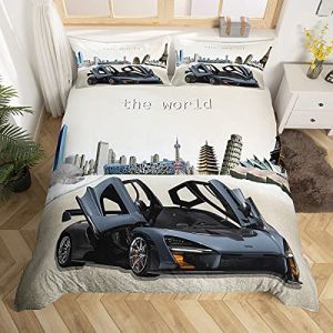 Homemissing Housse de Couette de Course Parure de Lit de Voiture Sets de Housse de Couette 140x200cm de Sport pour Gar&ccedil;ons Literie Set en Microfibre Douce pour Hommes City Roadster Housse de Couette (Bofanshangmao, neuf)