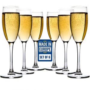 CRYSTALIA Premium Cristal Flute Champagne Lot de 6 100% SANS PLOMB Verres &agrave; Champagne Coupe, Flutes a Champagnes Verre, Coupe de Champagne Fl&ucirc;tes en Verre pour Mariage Fl&ucirc;tes &agrave; Champagne Flute Glasses (Volarium EU, neuf)