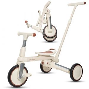 Tricycle B&eacute;b&eacute; &eacute;volutif 5-en-1 Pliable &ndash; Tricycle Enfant 1 &agrave; 5 Ans avec Barre de Pouss&eacute;e &ndash; D&eacute;veloppe &eacute;quilibre et Motricit&eacute; &ndash; Id&eacute;al comme Trotteur Bebe, Draisienne Evolutive et Velo Enfant 2 Ans (Nao Baby, neuf)