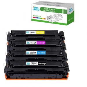 Inkjello Compatible Cartouche de Toner de Remplacement pour HP Color Laserjet Pro M254dnw M254dw M280nw MFP M281fdn MFP M281fdw MFP M281fw Cf540 X/1 x/2 x/3 x (Noir, Cyan, Jaune, Magenta, 4-Pack) (DJS_Store, neuf)