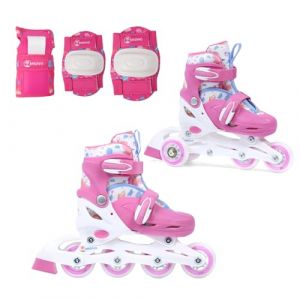 Madivo Cottoncandy Lot de 2 rollers 2 en 1 r&eacute;glables pour fille | Patins &agrave; roulettes ABEC-5 avec protection | Rollers en ligne transformables en patins &agrave; roulettes | Blanc/rose | Tailles : 26-29, (Madivo-International, neuf)