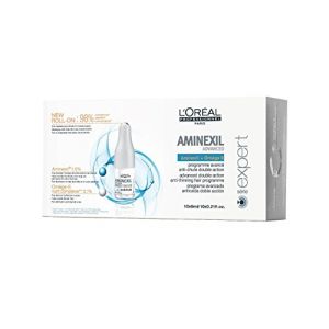 Nouveau avec applicateur ROLL ON L'Oréal Professionnel Programme Avancé Anti-chute Double Action Aminexil Advanced à l'Oméga-6 Nutri Complexe et Aminexil Série Expert 10 x 6ml (Bille massante pour stimuler la microcirculation) (Galaxy Beauty Shop, neuf)