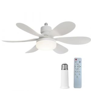 Ventilateur de Plafond avec Lumi&egrave;re et Telecommande, 40W Ventilateur Plafond Silencieux, Douille E26/27,6 Pales, 3 Vitesses, LED Ventilateur dimmable Plafond (Grande T&eacute;l&eacute;commande + Rallonge) (demiawaking, neuf)