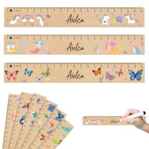 Montrestar Règle en Bois pour Enfants 20cm, Jouet Cadeau Utile pour la Rentrée des Classes, Sacs d'école Remplissage (Licorne Papillon Sirènes) (XINYAO-EU, neuf)