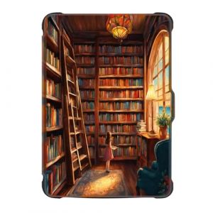 Coque pour Kobo Clara HD 2018 Etui Cuir Silicone Flip 360° Auto Veille ou Réveil Magnétique Case Airbag Antichoc Design Librairie en Bord de Mer Fille Etanche Housse Kobo Clara 2018 HD Écran 6" (6) (SGKITM, neuf)