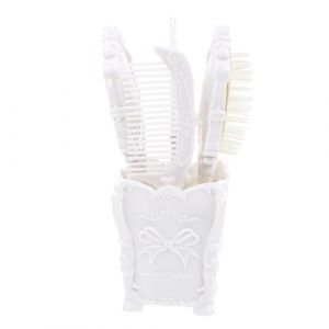 ABOOFAN 5pi&egrave;ces Brosse &agrave; Cheveux Et Peigne &agrave; Airbag D&eacute;m&ecirc;lante Plate Pour Cheveux Longs Et &Eacute;pais Avec Support Et Miroir Coffret De Rangement Pour Pinceaux Et Cosm&eacute;tiques (Halleyham, neuf)