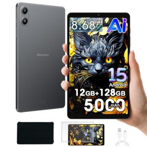 Blackview Link 2 Android 15 Tablette 8 Pouces, 12Go+128Go/2To Mini Gaming Tablette Tactile, Widevine L1, 5000mAh, 5G WiFi Tablet PC avec Coque, Gemini Al 2.0, 3,5mm Klinke/OTG/FM, Noir (TOSTINI S.R.L., neuf)