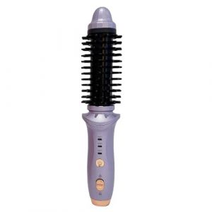 Mini brosse chauffante sans fil pour voyage, peigne ronde chauffant, fer à friser thermique pour cheveux courts, rechargeable, petit volume, brosse de coiffure chauffante (Violet) (liweiqiangshangmao, neuf)