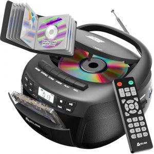 KLIM Lecteur CD & Lecteur Cassette Audio avec étui, AM/FM Poste Radio CD, Lecteur CD Bluetooth, Son stéréo, Télécommande, Enregistrement de Cassettes, USB, AUX, Radio Cassette CD (KLIM Technologies France, neuf)