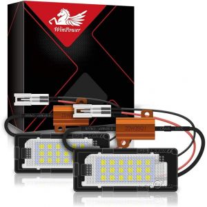 WinPower LED &Eacute;clairage de plaque d'immatriculation 6000K Blanc Avec Canbus Compatible avec Passat 3C B6/B7 Touran 1T GP2 Touareg2 Golf 5/6 plus Jetta6 Polo 6R Sharan 2 etc., 2Pcs (DZG2018, neuf)