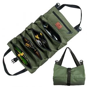 Sac à Roulettes pour Outils, Sac à Outils en Toile pour Clés à Molette, Sac à Roulettes Polyvalent avec 5 Poches à Fermeture éclair, Idéal pour les Plombiers et les électriciens(Vert) (IRIMIA STORE S.R.L., neuf)