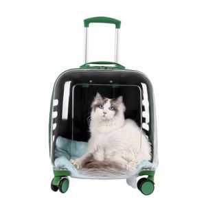 Valise &agrave; roulettes pour Animaux de Compagnie Sac a Dos de Transport a roulettes pour Animal Domestique Transparent Valise Chien Charge Maximale 10kg (Color : Green Translucent) (Shop for  you, neuf)