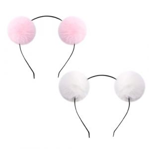 FSSTUD Lot de 2 bandeaux moelleux avec oreilles d'ours en peluche pour Halloween, No&euml;l, festival, cosplay, accessoires pour cheveux, rose et blanc (Haifly, neuf)