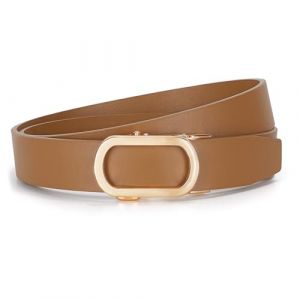 JasGood Ceinture &agrave; cliquet en cuir pour femme, ceinture en cuir automatique de 3,1 cm de largeur pour jeans avec boucle coulissante dor&eacute;e, marron fonc&eacute;, XL:130cm(Taillengr&ouml;&szlig;e 96-110cm) (JasGood Official Store, neuf)