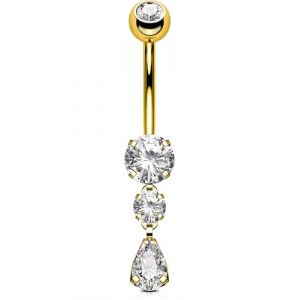 OUFER Body Piercing Corps Barres de Nombril Titane Internes 14G/1.6mm Bijoux Piercing Nombril Barres Nombril Dor&eacute;es Forme de Goutte 10mm Barres de Ventre Piercings Nombril Anneau Nombril (OUFER Body Piercing, neuf)