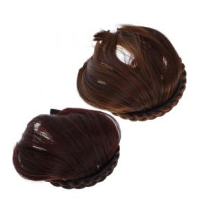 Garneck Lot de 2 Franges Fran&ccedil;aises Adh&eacute;sives Naturelles &agrave; Clipser, Capillaire en Cheveux Humains, Couleur Ch&acirc;tain Clair et Ch&acirc;tain Fonc&eacute;, Style Invisible pour Usage Quotidien (Eerstra, neuf)