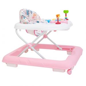 Olmitos Déambulateur pour bébé avec plateau d'activités – Premiers pas, stimulation sensorielle et développement moteur, centre d'activités pliable et réglable – Sécurisé avec système stopper (Pink (Babymania, neuf)