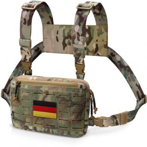WYNEX Sac de Poitrine pour Homme Sacoche Tactique de Torse Militaire Pochette Pectorale Sac Antivol de Thorax pour Course Cyclisme Chasse Randonnée Utilisation Quotidienne | Bretelle Réglable (Wynex-EU, neuf)