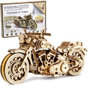 WOODEN.CITY Puzzle 3D en Bois Cruiser V-Twin, Casse T&ecirc;te et Puzzle Adulte, Maquette Moto &agrave; Construire, Cadeau Unique pour Homme, Mari, Partenaire, Coll&egrave;gue, Jeux de Construction, Moto D&eacute;coration (WOODEN CITY FR, neuf)