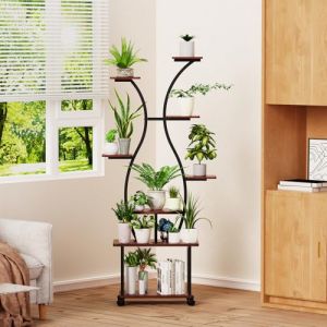 loyal Support pour plantes avec lampes de culture &ndash; &Eacute;tag&egrave;re &agrave; 8 niveaux pour plantes d'int&eacute;rieur &ndash; &Eacute;tag&egrave;re &agrave; plantes en bois m&eacute;tallique de 155 cm &ndash; &Eacute;tag&egrave;re d&eacute;corative noire pour balcon d'int&eacute;rieur (Zoelight, neuf)