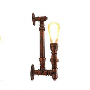 LEDSone Applique murale vintage industrielle en forme de tuyau d'eau, lampe r&eacute;tro en m&eacute;tal, style steampunk rustique, pour d&eacute;coration int&eacute;rieure, pub, caf&eacute;, h&ocirc;tel (Rouge rustique) (LEDSONE, neuf)