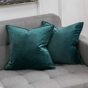 MIULEE Housse de Coussin en Velours Décorative Canapé Bordure Taie d'oreiller Super Doux Decoration Maison Salon Chambre pour Canapé Clic Clac 40 x 40 cm 16"x16",2 pièces Vert Turquoise (MIULEE HOME, neuf)