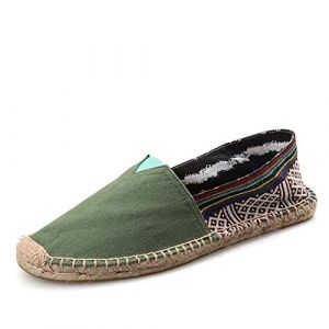 Surwin Espadrilles Femme Couples, Été Casual Élégant Confort Respirant Plate Loafers Chaussures avec Semelle Tissée (Bohême Verte,39 EU= 245mm /39CN) (Yiwin, neuf)