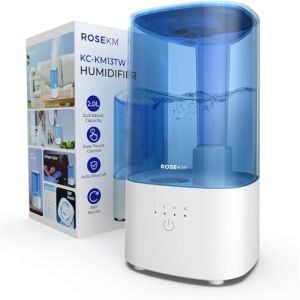 Rosekm Humidificateur de Chambre – Humidificateur à Ultrasons Silencieux à Brume Froide pour Plantes, Bébé, Chambre, avec Buse Rotative 360°, Sans Filtre, Arrêt Automatique, Bleu (Rosekm store, neuf)