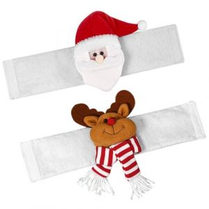 Kaizuanm Lot de 2 boucles de rideau de No&euml;l, boucles de rideau de dessin anim&eacute;, clips d&eacute;coratifs &eacute;lan et P&egrave;re No&euml;l, clips en peluche, attaches de poup&eacute;e de dessin anim&eacute; avec cordons en flanelle pour (Decheaven88EU, neuf)