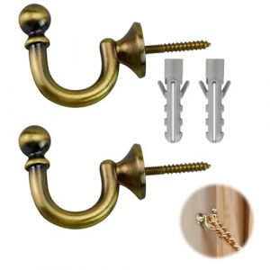 2Pcs Embrasses De Rideaux &agrave; T&ecirc;te Ronde,Attache Rideau,Embrasse pour Rideaux de 35mm en M&eacute;tal, Vintage Embrasses &agrave; Rideaux,Crochets Muraux,pour Rassembler Les Rideaux, Crocher ou Sacs (Bronze) (Funver, neuf)