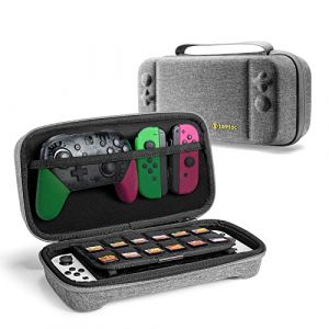 tomtoc Étui de Voyage Rigide pour Nintendo Switch et Nintendo Switch OLED 2021, Housse Sac de Transport pour Nintendo Switch et Pro Controller, Accessoires, avec Poignée, 24 Cartouches de Jeu, Gris (tomtoc EU Official, neuf)