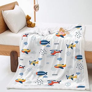 Highdi Couverture Polaire Hiver, Voiture Imprimer Plaid Douillet, Couverture de Canapé Réversible, Couvre-Lit en Peluche, Couverture Moelleuse pour Adultes et Enfants (Avion,130x150cm) (Highdi, neuf)