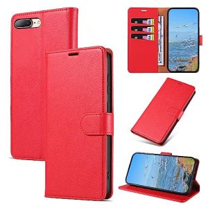 KKEIKO Coque pour iPhone 8 Plus/iPhone 7 Plus, Antichoc Magnetique Étui à Rabat avec Porte Cartes, Portefeuille Housse en Cuir PU pour iPhone 8 Plus/iPhone 7 Plus, Rouge (KKEIKO, neuf)