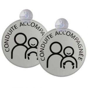 2 Disques Conduite Accompagnée avec Ventouse, Sticker Disque Conduite Accompagnée Autocollant de 15 cm de Diamètre pour Voiture Jeune Conducteur Apprentissage, Assurez une Conduite en Toute Sécurité (FuQuSheng, neuf)